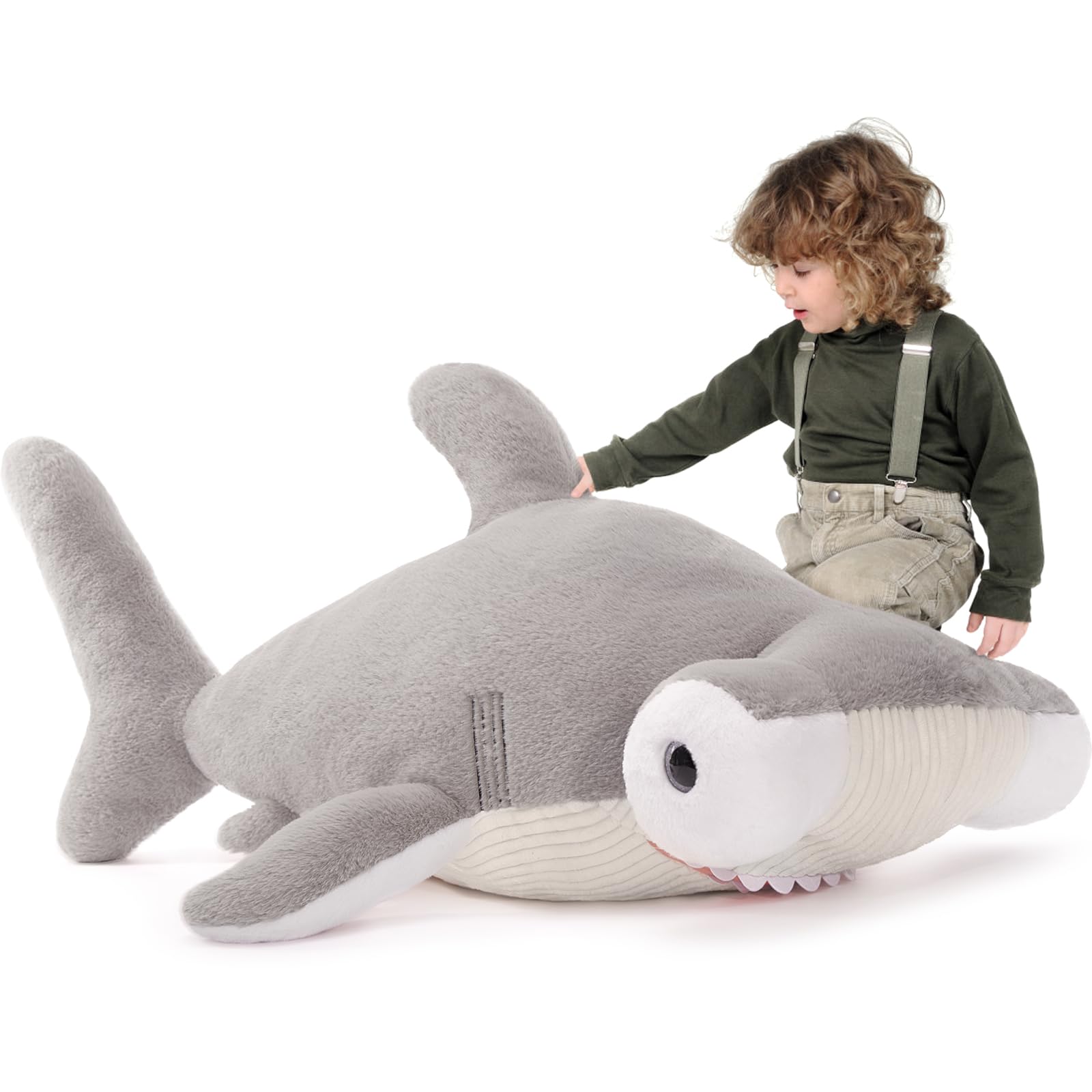 MorisMos Giant Hammerhead Shark Teddy Stuffed Animal, 110cm Large Hammerhead Shark Plush Soft Cuddly Toy, XXL Fluffy Gift for Kids Birthday Christmas — image 1