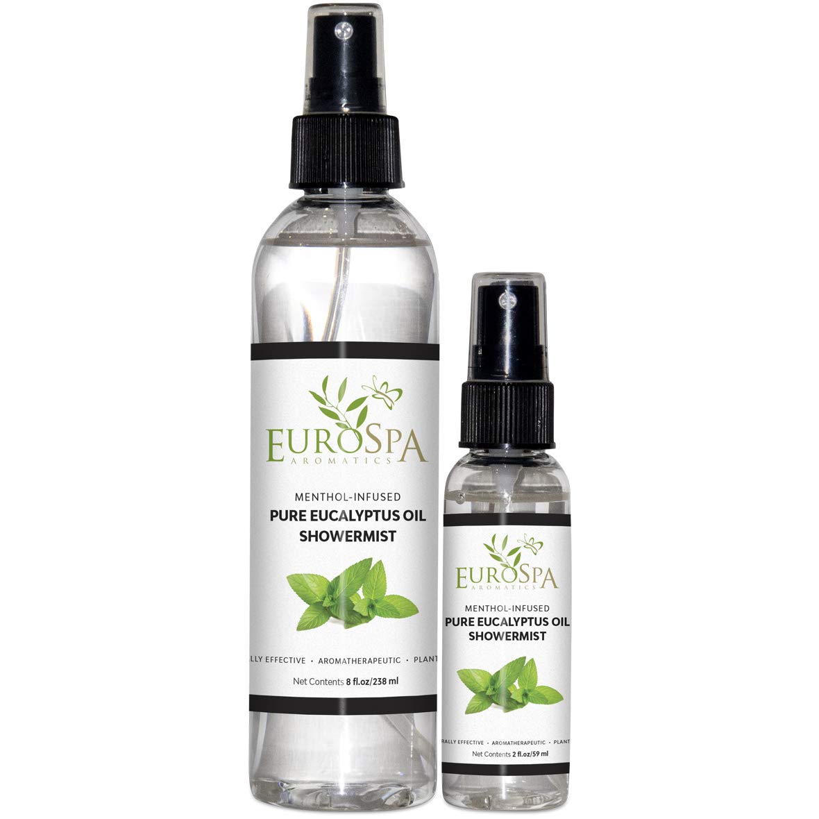 Pure Eucalyptus Oil ShowerMist and Steam Room Spray, All-Natural Premium Aromatherapy Essential Oils - Menthol Infused, Duo Pack, 8oz and 2oz