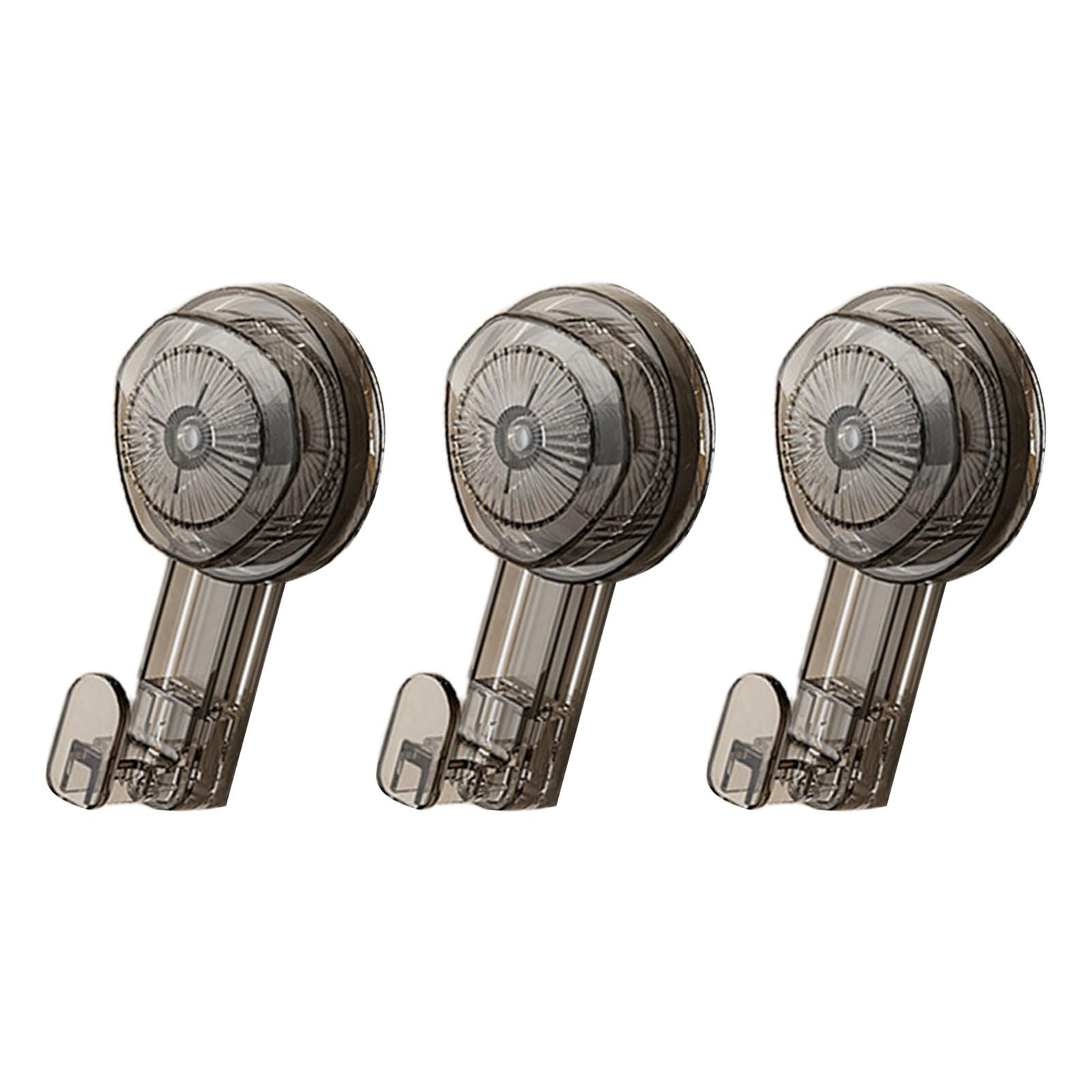 Nucelit Transparent Gray 3Pcs Heavy Duty Vacuum Shower Hook Wall Hangers Strong Suction Cup Hook Bathroom Vacuum Suction Enduring High Strength Cup