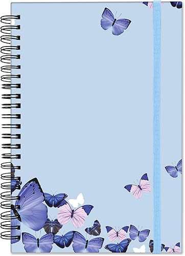 Cuaderno de espiral, diario de tapa dura, cuaderno de espiral con rayas anchas, A5 de 5.5 x 8.3 pulgadas, papel grueso de 80 GSM, 60 hojas y 120