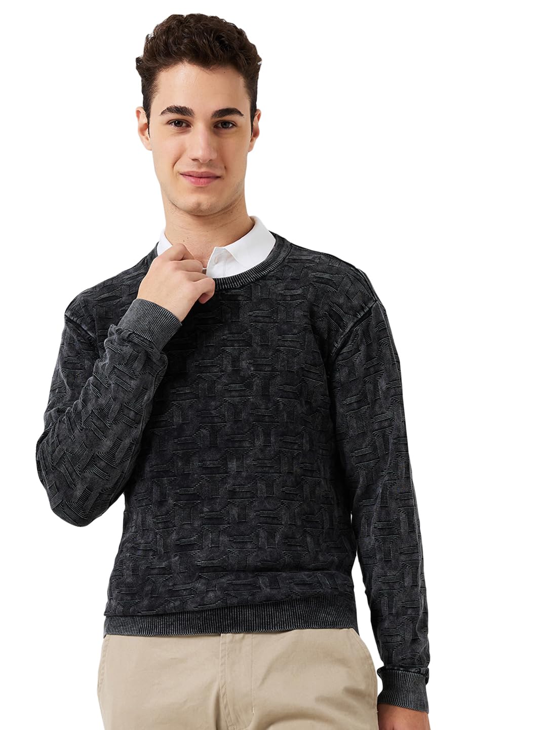 park avenue Men Regular Fit Solid Pattern Pure Cotton Full Sleeve Round Neck Casual Sweater-picture-33