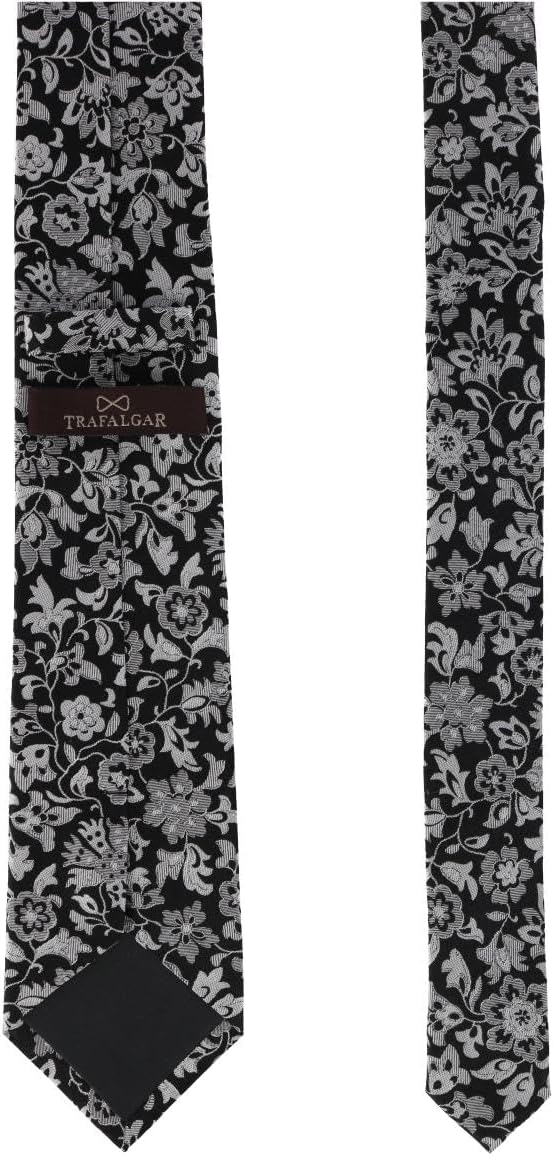 Trafalgar Men's Arian Silver Floral and Vine Business Necktie