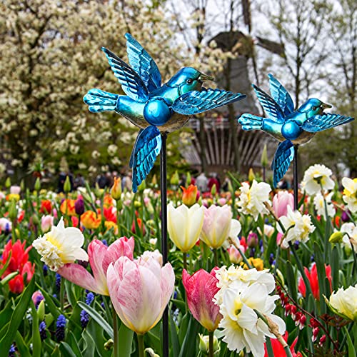 Wind Spinner 2 Pack Outdoor Metal 30 Inch Height Blue Jay Wind Spinners For Yard And Garden Garden Decor For Outside Windmills #TOP4