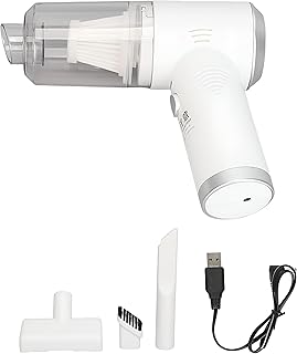 Car Vacuum Cleaner, Portable Cordless Rechargeable Vacuum Cleaner, Powerful Cyclonic Suction, Lightweight Wet Dry Vacuum Cleaner with LED Light, Perfect for Car and Home Cleaning (White)