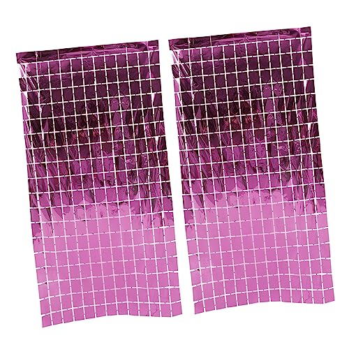 OSOLADY 2pcs Foil Fringe Curtains Sparkling Tinsel Backdrop for Weddings Birthdays and Parties Lightweight Hanging Decorations for Doorways and Walls Cube Pattern Design