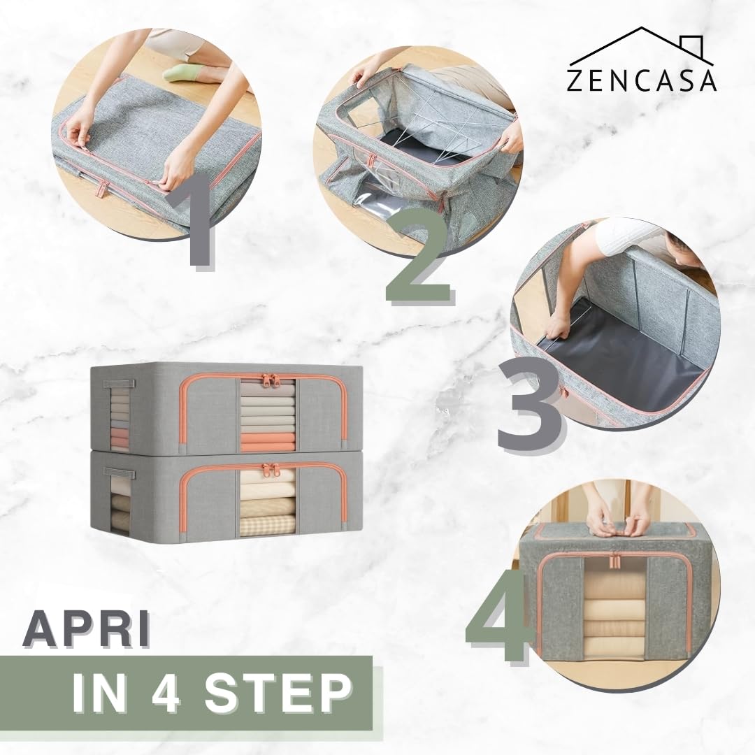 Scatole Armadio Impilabili 3 Pezzi - 24L Con Telaio Metallo, Organizer Pieghevole - Foto 3