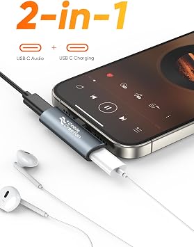 CableCreation Type C Aux Cord Adapter with PD 60W Fast Charging,USB C to Headphone Jack Splitter Compatible with iPad Pro MacBook iPhone 16 15 S9/S10/S20/S21 Ultra/S22/S23/S24, Pixel 9/8/7/6+