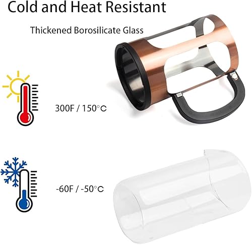 Miniatura 21 de Cafetera de prensa francesa, 8 tazas de 34 onzas, prensa de café de acero inoxidable 304 con 4 pantallas de filtro, vidrio de borosilicato