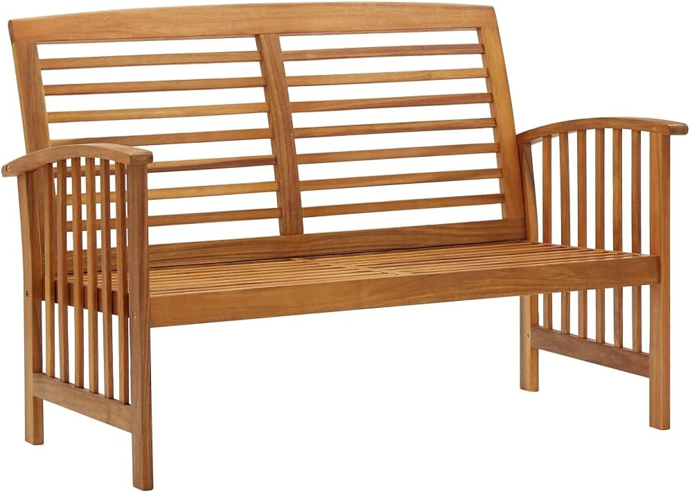Garden Bench Natural Wood Solid Acacia Wood Medium Durable,Solid Acacia Wood Garden Bench for Outdoor & Indoor Use with Rustic Style Two Adults | Brown Rectangular Design Patio Furniture
