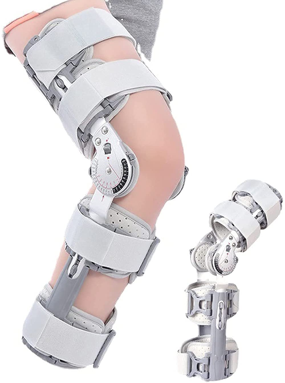IBOWZ Tutore per Ginocchio Ortesi per Ginocchiera Regolabile, Ginocchiera incernierata con Tracolla Supporto per Il Recupero dell'ortesi della Gamba per Riabilitazione Ortopedica Post-operatoria