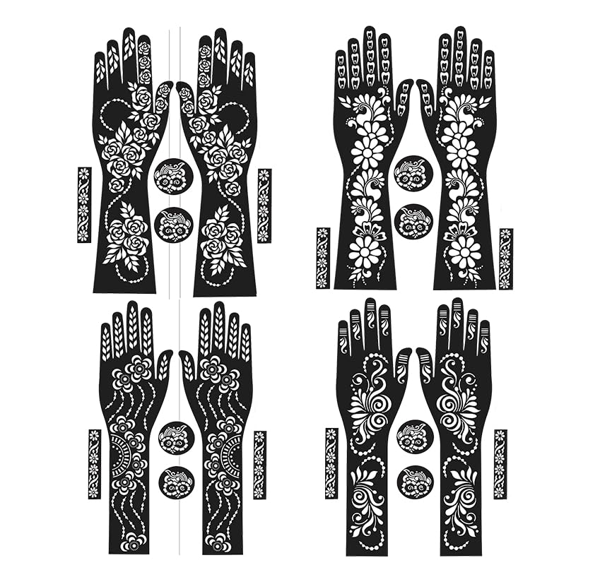 Ivana's Full Hand Mehndi Stencil Design Full Hand Set | Henna Tattoo Stencil for Women, Girls and Kids | Easy to use in just 4 Steps | Mehandi Sticker FL-23-06-07-16-17-image-30