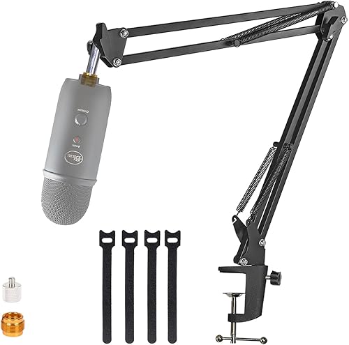 Para brazo de micrófono Blue Yeti, YUZUHOME Suspensión ajustable Yeti X y Blue Yeti Nano Mic Stand con adaptador de tornillo de 38" a 58" y 38" a