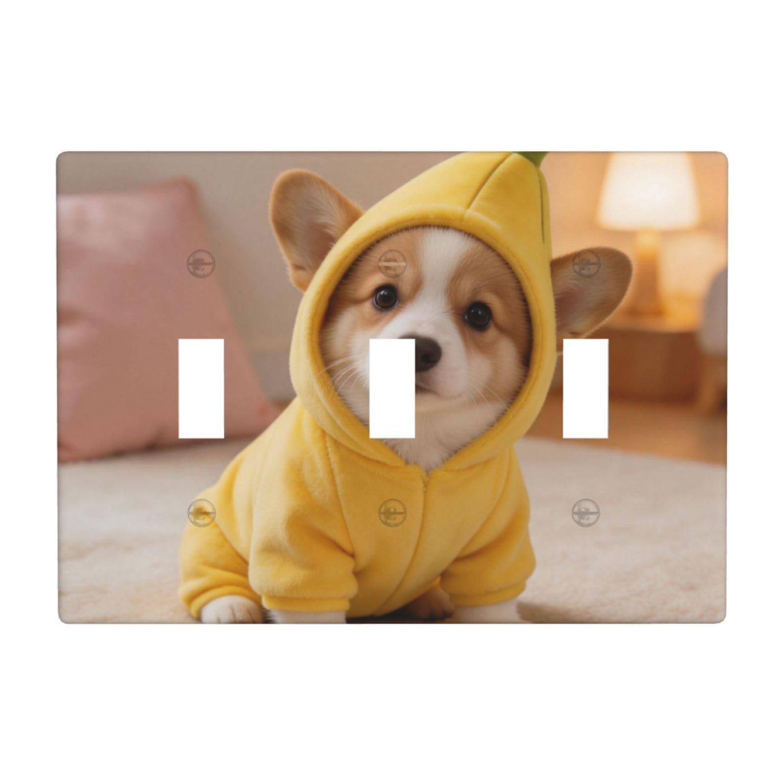 Dog Banana Pajama 3 Gang Switch Plate Cover-Unbreakable Polycarbonate Wall Plate, Heat Resistant Toggle Switch Decor for Home