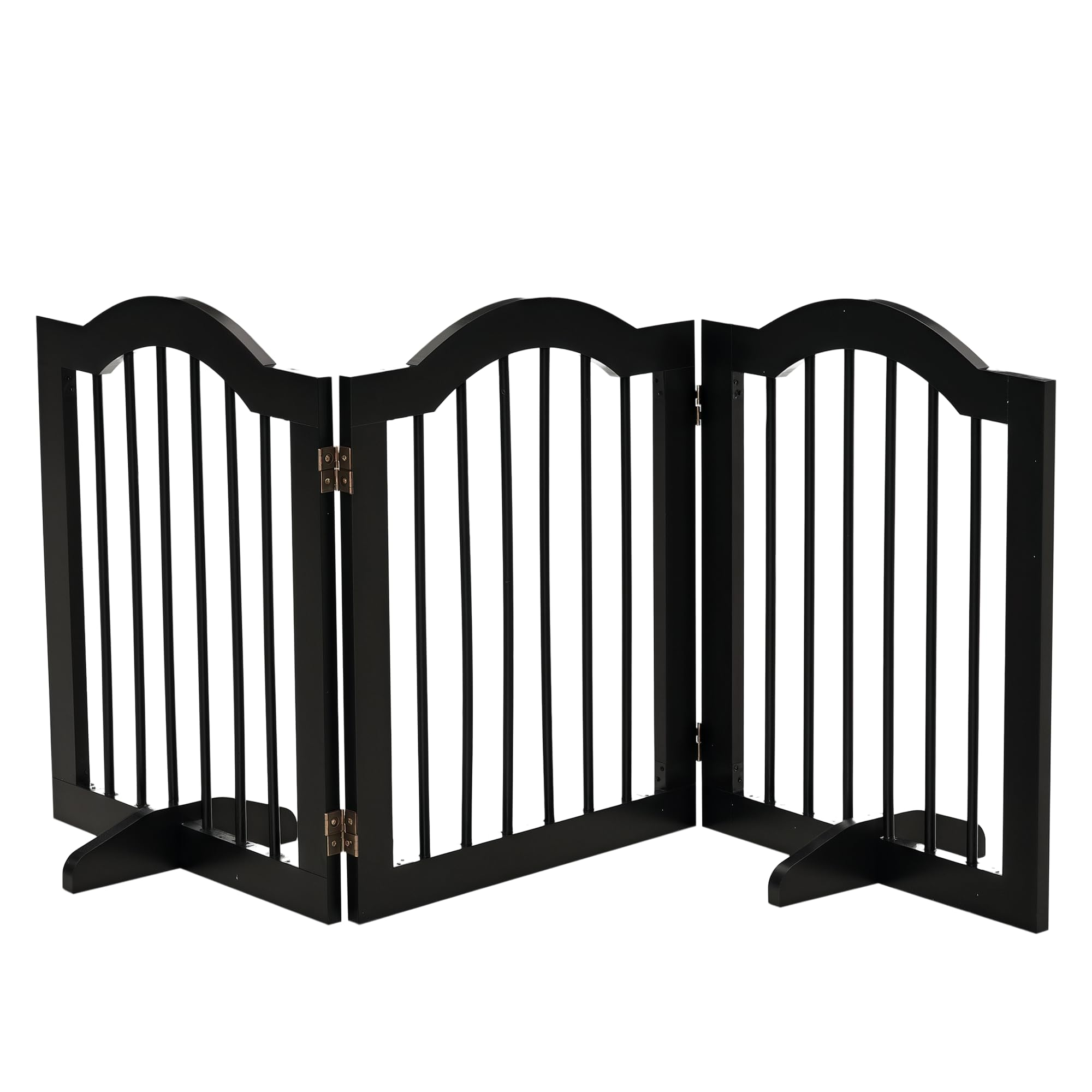 Pawhut Black Freestanding Pet Gate Wooden Dog Gate With Support Feet Foldable Pet Fence Safety Barrier For The House Doorway Stairs