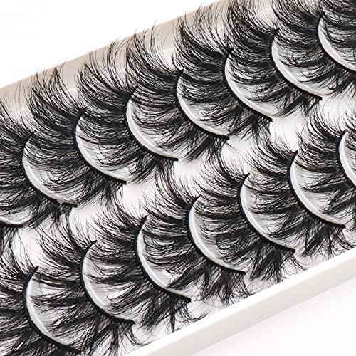 Veleasha Lashes Fluffy Wispy Faux Mink Eyelashes Criss-Cross False Lashes 10 Pairs Pack Fake Eyelashes For Women (6D60) #TOP3