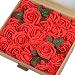 Vlovelife 25pcs Red Roses Artificial Flowers Real Looking Fake Roses w/Stem for DIY Wedding Bouquets Centerpieces Arrangements Birthday Baby Shower Home Party Decorations