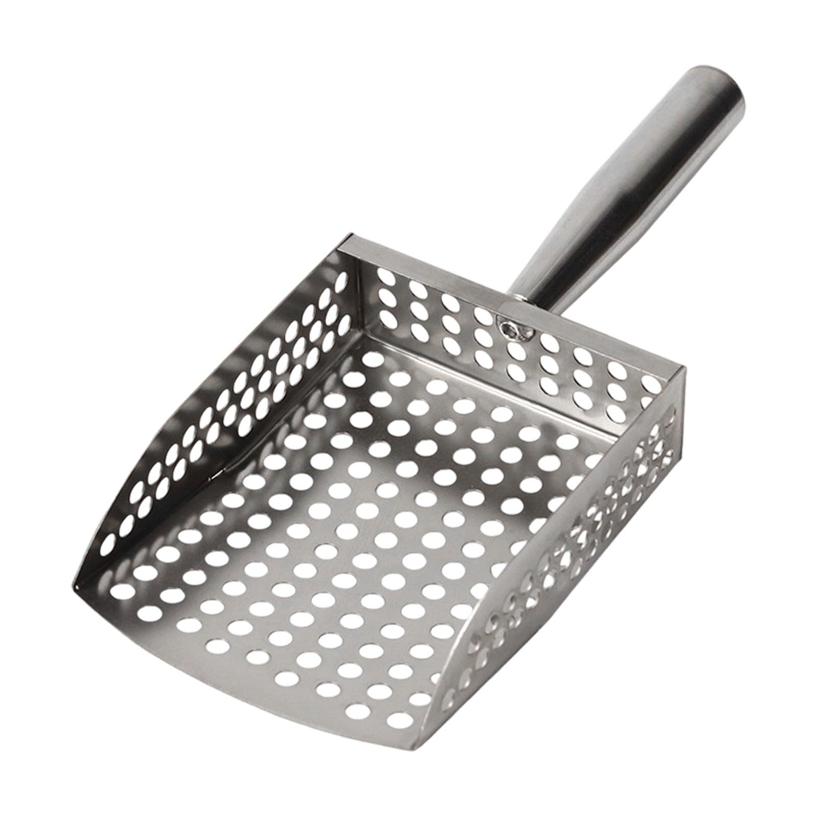 Ergonomic Coastal Sand Scooper with Mesh Filter Stainless Steel Construction for Beachcombing and Shell Collecting Ergonomic Coastal Sand Scooper Sifter Scoope