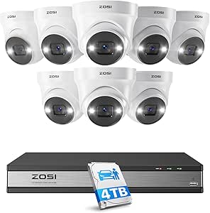 ZOSI 16CH 4K PoE Security Camera System with Person Vehicle Detection,2 Way Audio,Color Night Vision,16Channel 8MP PoE NVR Recorder with 4TB HDD,8pcs 5MP Indoor Outdoor IP Cameras,for 24/7 Recording asin的图片