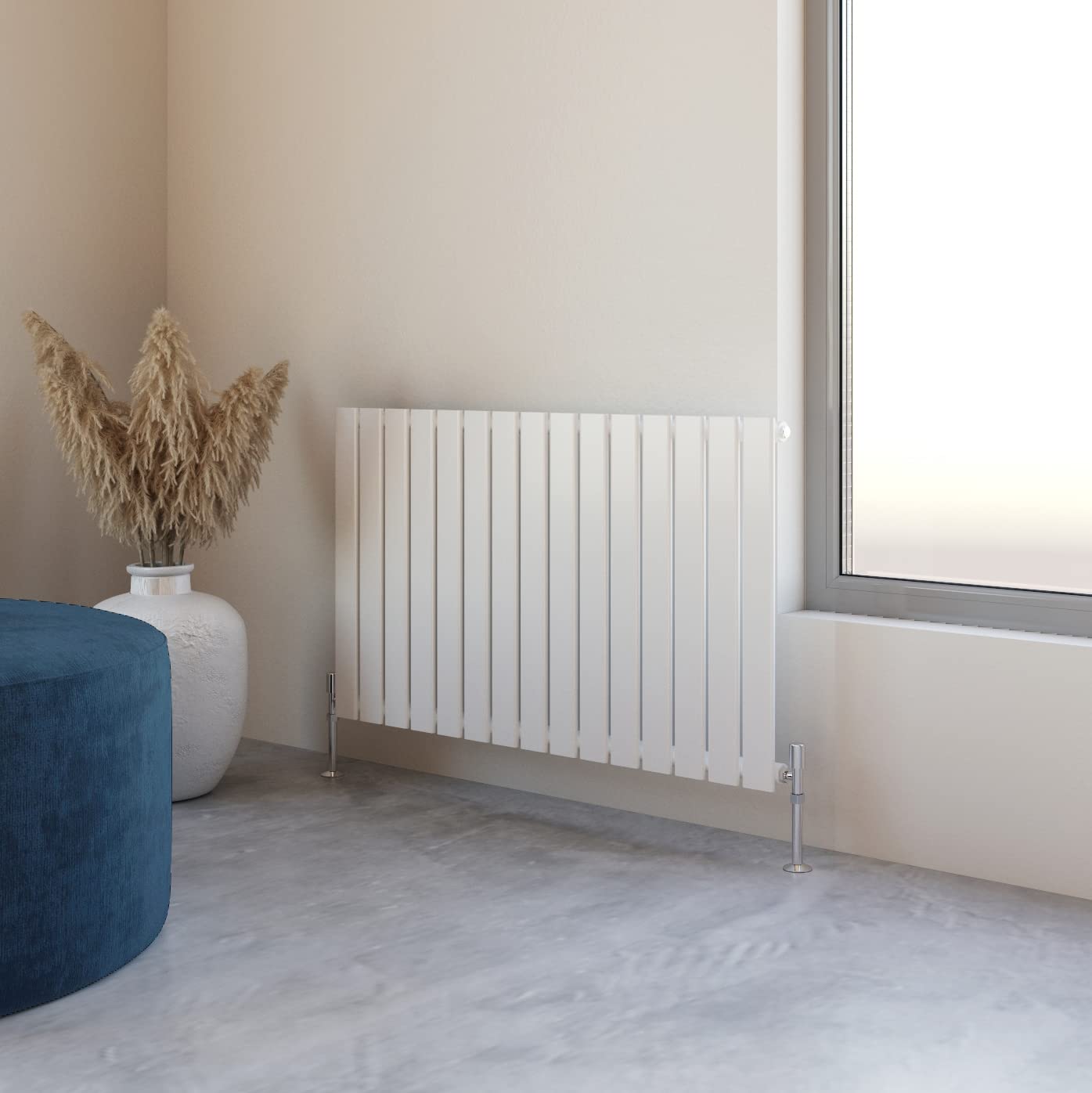 Flat Panel Radiator 600x1020mm Horizontal Design Single Tall Upright White Central Heating Rad