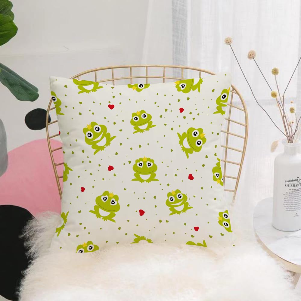 HYMSXW Cushion Cover,Throw Pillow Case Home Decorative for Living Room Bedroom Sofa Chair 20X20 Inch,Frog Prince seamless background. Vector illustration.,Pillowcase 50X50cm