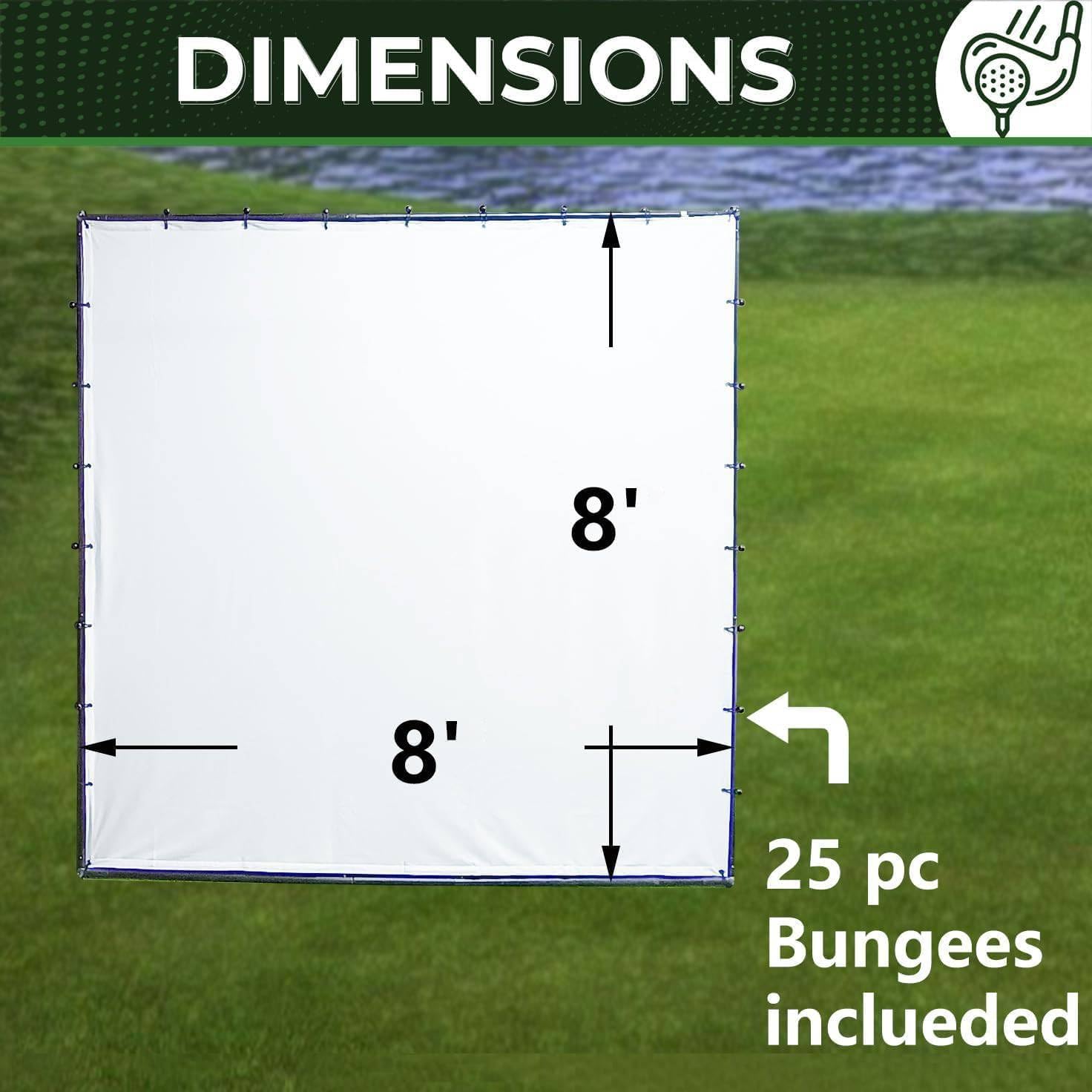 Impact sports Golf Impact Screen Golf Simulator Impact Screen Projection Screen - Use with Simulators - Durable Grommets on 3 Sides - Reinforced Black Border - [8' x 8']