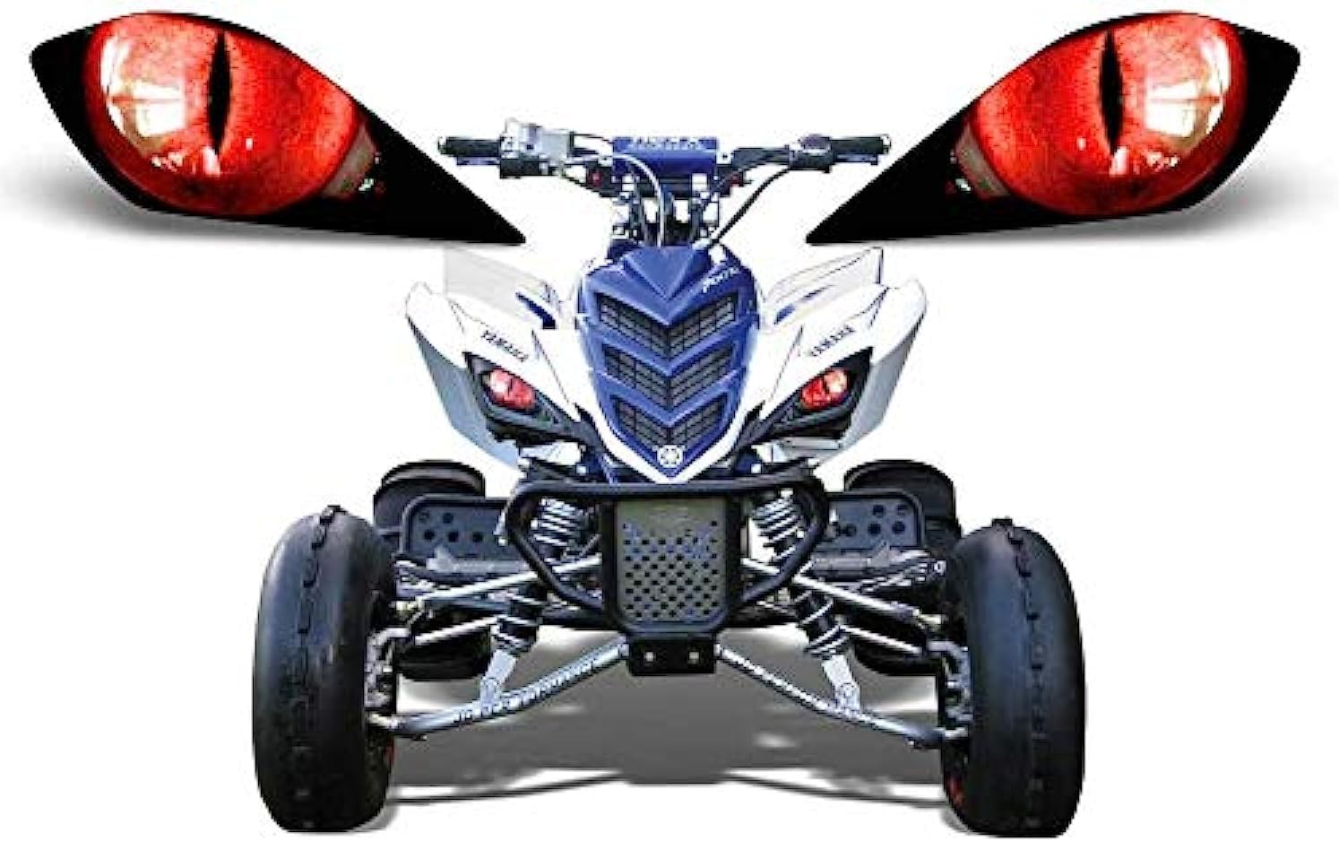 AMR Racing ATV Headlight Eye Graphics Decal Cover Compatible with Yamaha Raptor 700/250/350 - Eclipse Red