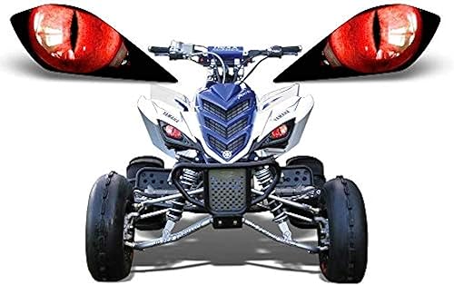 AMR Racing Cubierta de calcomanía para faros delanteros de ATV compatible con Yamaha Raptor 700/250/350, color rojo Eclipse