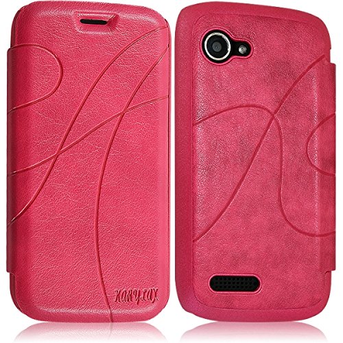 Seluxion - Coque Housse Etui à Rabat latéral et Porte-Carte pour Wiko Cink Slim 2 Couleur Rose Fushia