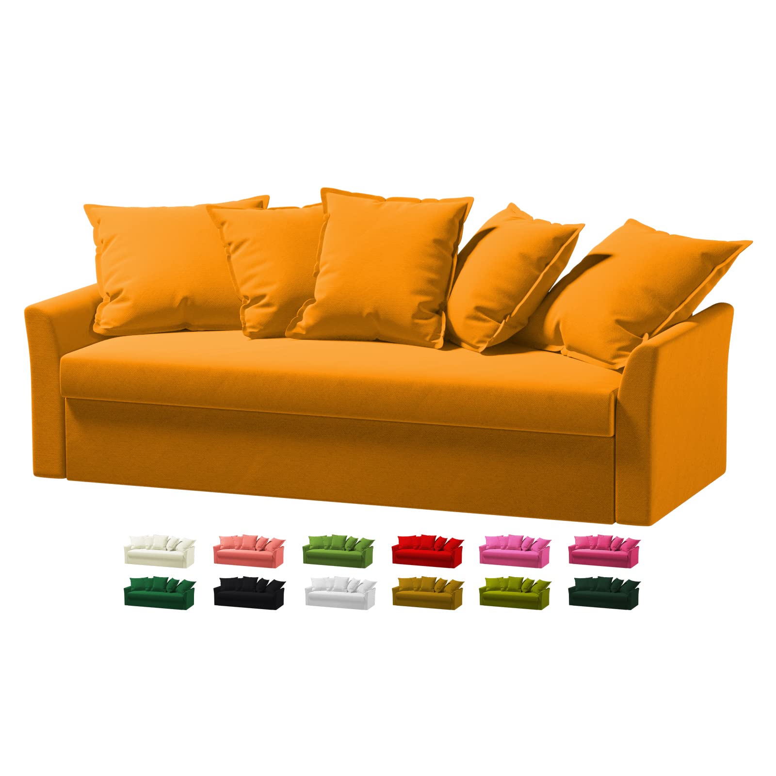 Custom Made Holmsund Couch Bed Velvet Replacement Covers Fits IKEA Holmsund Sofa Bed,Holmsund Sleeper Sofa Cover,Only Cover.(Don't Fit Friheten Series Sofa) (Orange)