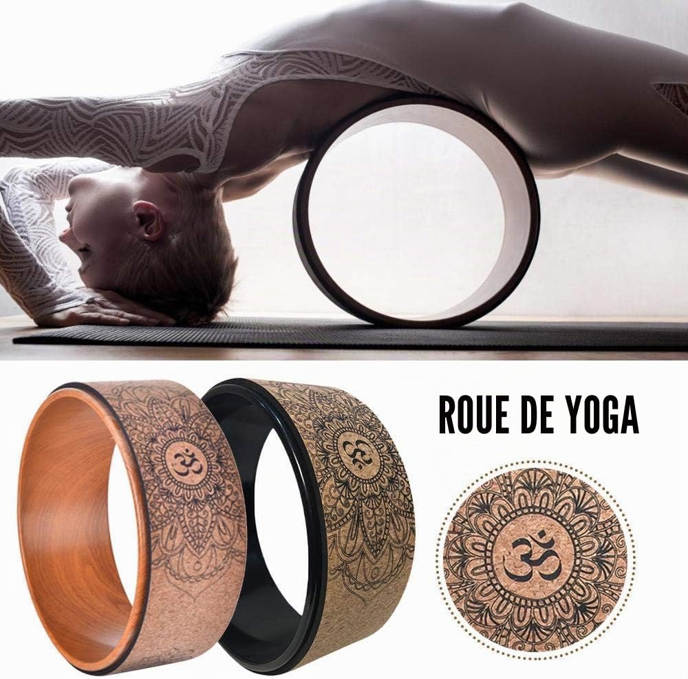 La Roue de Yoga en liège Naturel, la Roue de Yoga Stable et antidérapante, Qui améliore l'étirement du Dos et améliore la Posture et la capacité de Charge jusqu'à 200 kg
