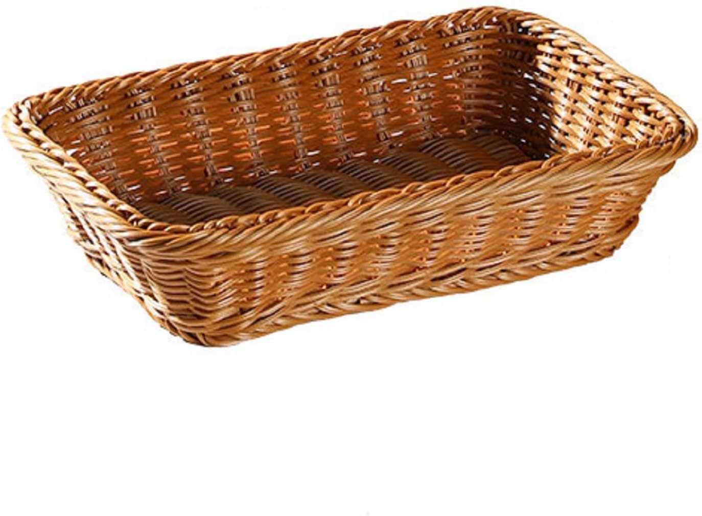 Cesto Intrecciato, Cestino per Il Pane, Cestini da Portata Rettangolari in Plastica, Cestino da Esposizione per Cestino in Rattan Imitazione Rettangolare per Frutta E Verdura Alimentare, 30cm
