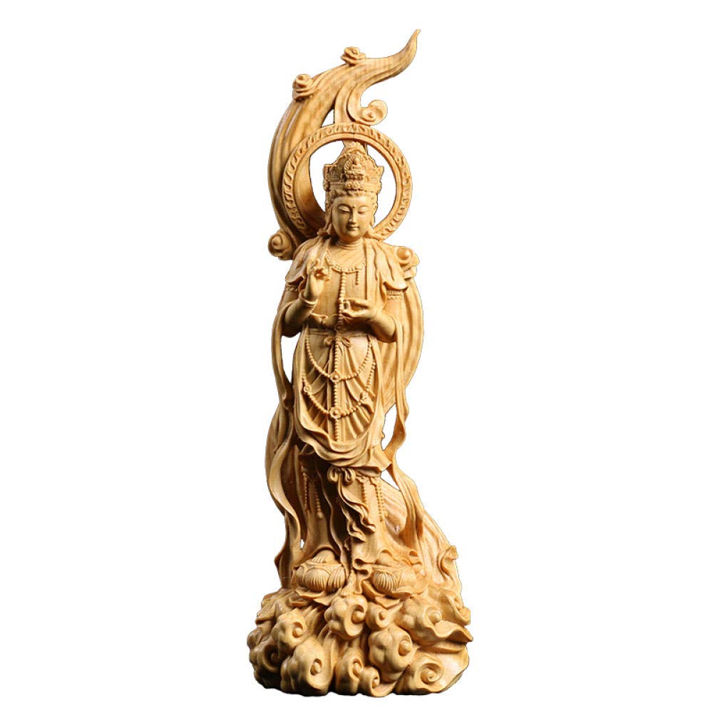 Amazon.co.jp: 彫刻頭の彫刻 ツゲ観音菩薩彫刻木彫像の装飾品 : ホーム