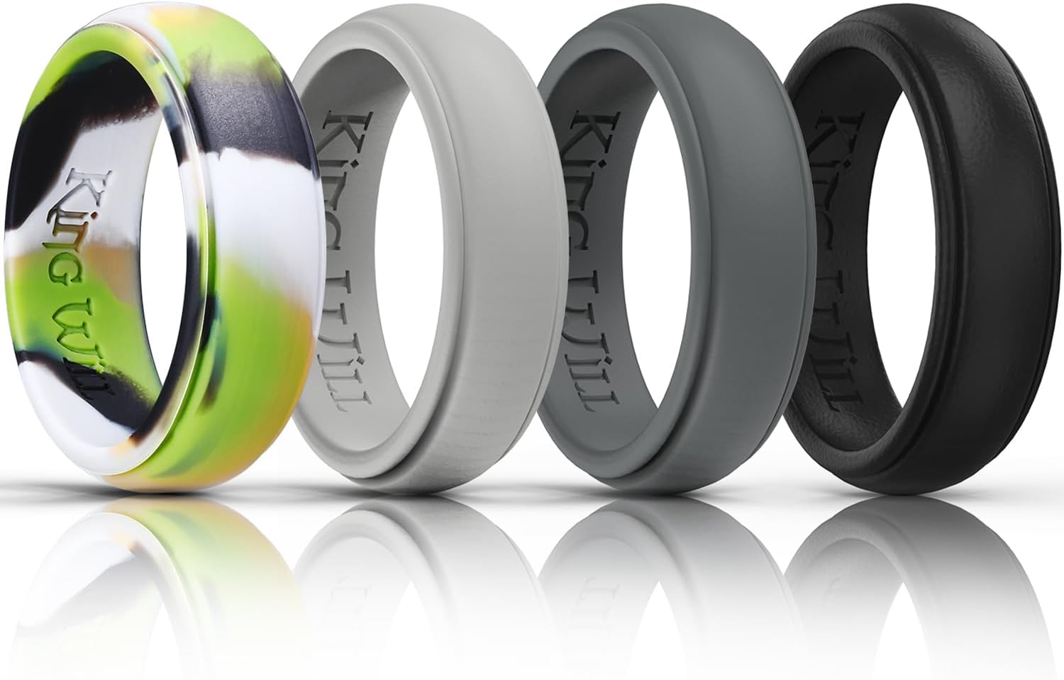 King Will Silicone Rings for Men 8mm Tungsten Wedding Band - Men's Wedding Ring Set - Rubber Wedding Bands, and Workout Rings for Men with Step Edge Design