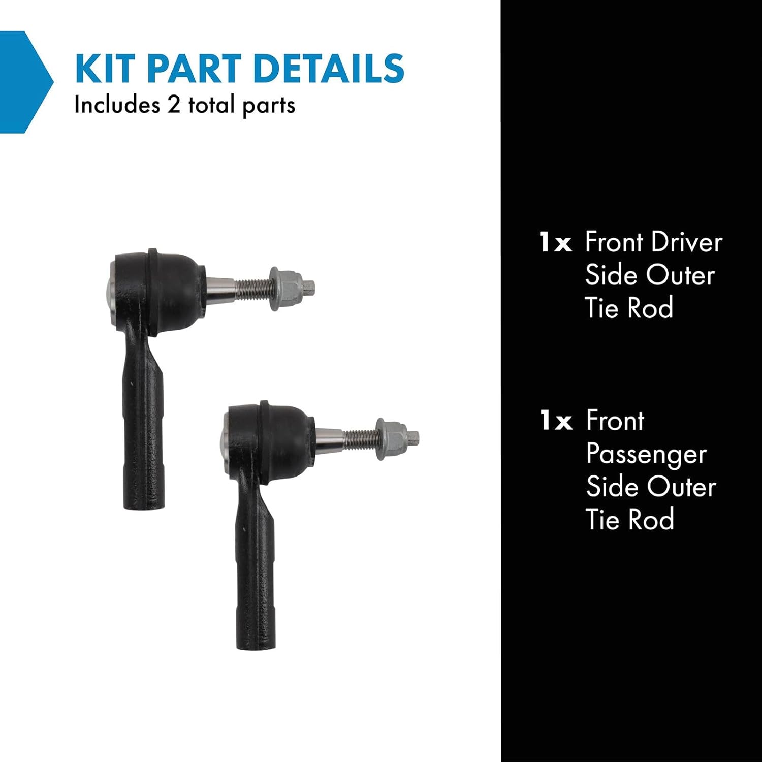 TRQ Front Outer Tie Rod Set 2 Piece Compatible with 2013-16 Buick LaCrosse 14-17 Regal 12-15 Chevrolet Camaro 14-20 Impala