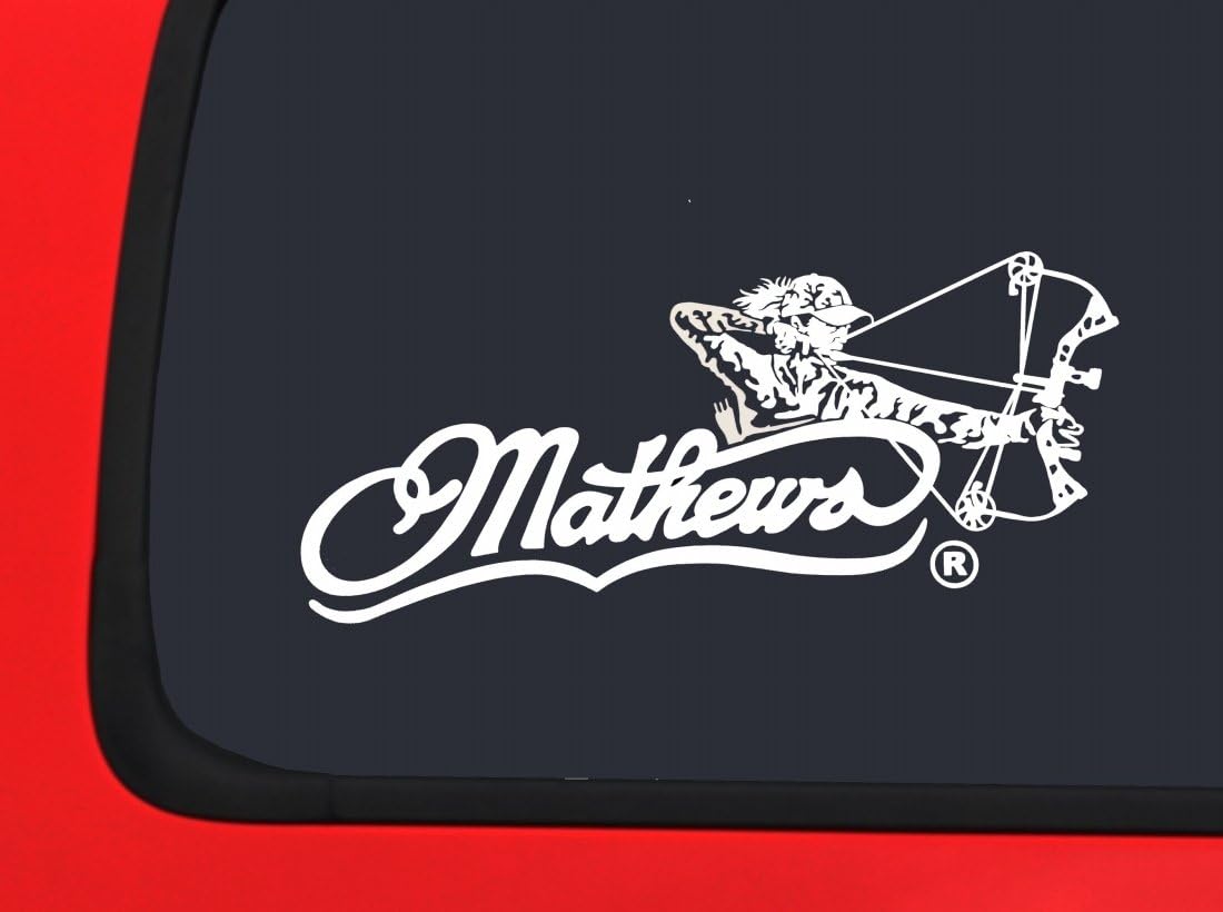 Mathews Logo & Female Bow Hunter - White Hunting window decal sticker