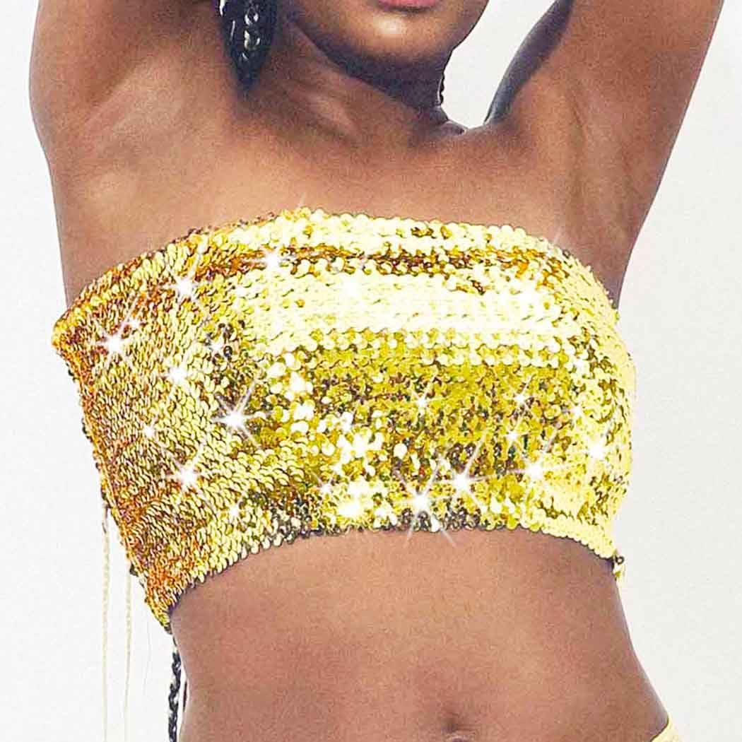 Zoestar Sequin Bra Top Sequin Crop Top Glitter Tank Top Party Performance Costume Bra for Women