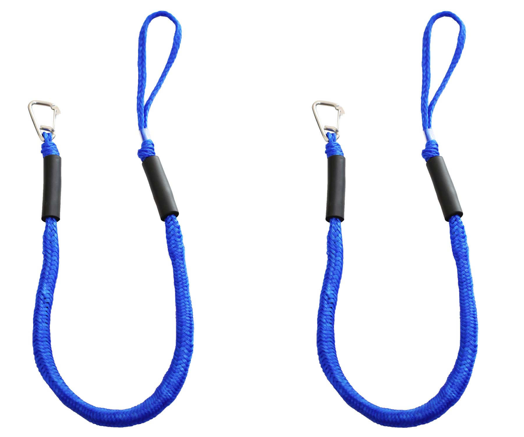 Blue Bungee Boat Dock Lines with Hook 4 Feet Dockline Mooring Rope Boat Accessories Docking Lines PWC Shock Cords for Boats Kayak, Jet Ski, Pontoon, Canoe, Power Boat Wave Runner, Watercraft 2pcs