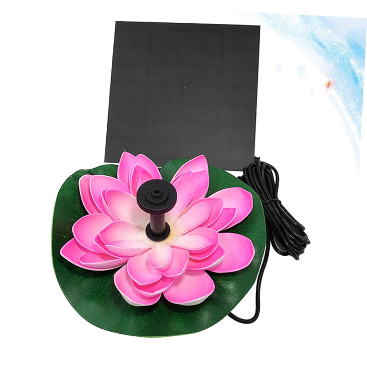 GALPADA Pompa Solare per Laghetto a Forma di Loto, Pompa Automatica in Plastica, Flusso 180l/h, per Decorazione Giardino e Circolazione Acqua Ossigenata