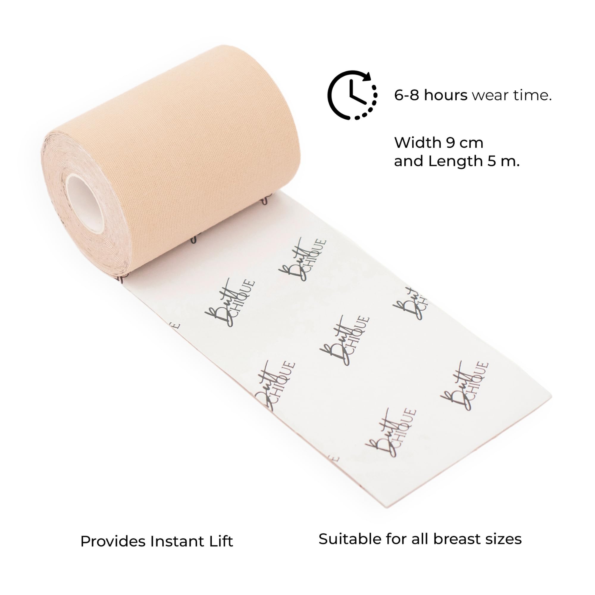 BUTTCHIQUE Breast Lift Body Tape Plus + (9 CM x 5 Meter Roll), Lifts Your Breasts, Gives The Perfect Cleavage & Supports from All Directions, Lasts Upto 8-10 Hours (Sand) 1