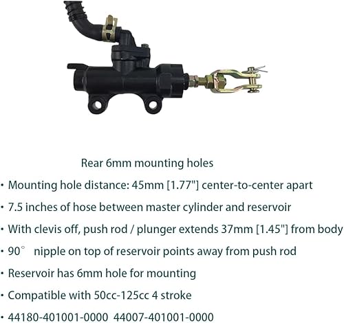 Miniatura 3 de QYMOTO CK100-S - Cilindro maestro de freno trasero con tornillo Banjo SK100 para Coleman Powersports 98cc 3.0 HP CK100 Go Kart