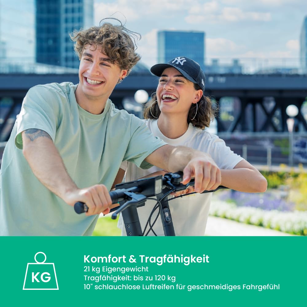 Egret Ey! Serie E-Scooter mit Straßenzulassung | Bis zu 65Km Reichweite und 1520 Watt Peak, 20km/h, Luftreifen, Dual Bremsen, App (Wählbar Ey! 1, Ey! 2, Ey! 3, Ey! 6, Ey! 7)