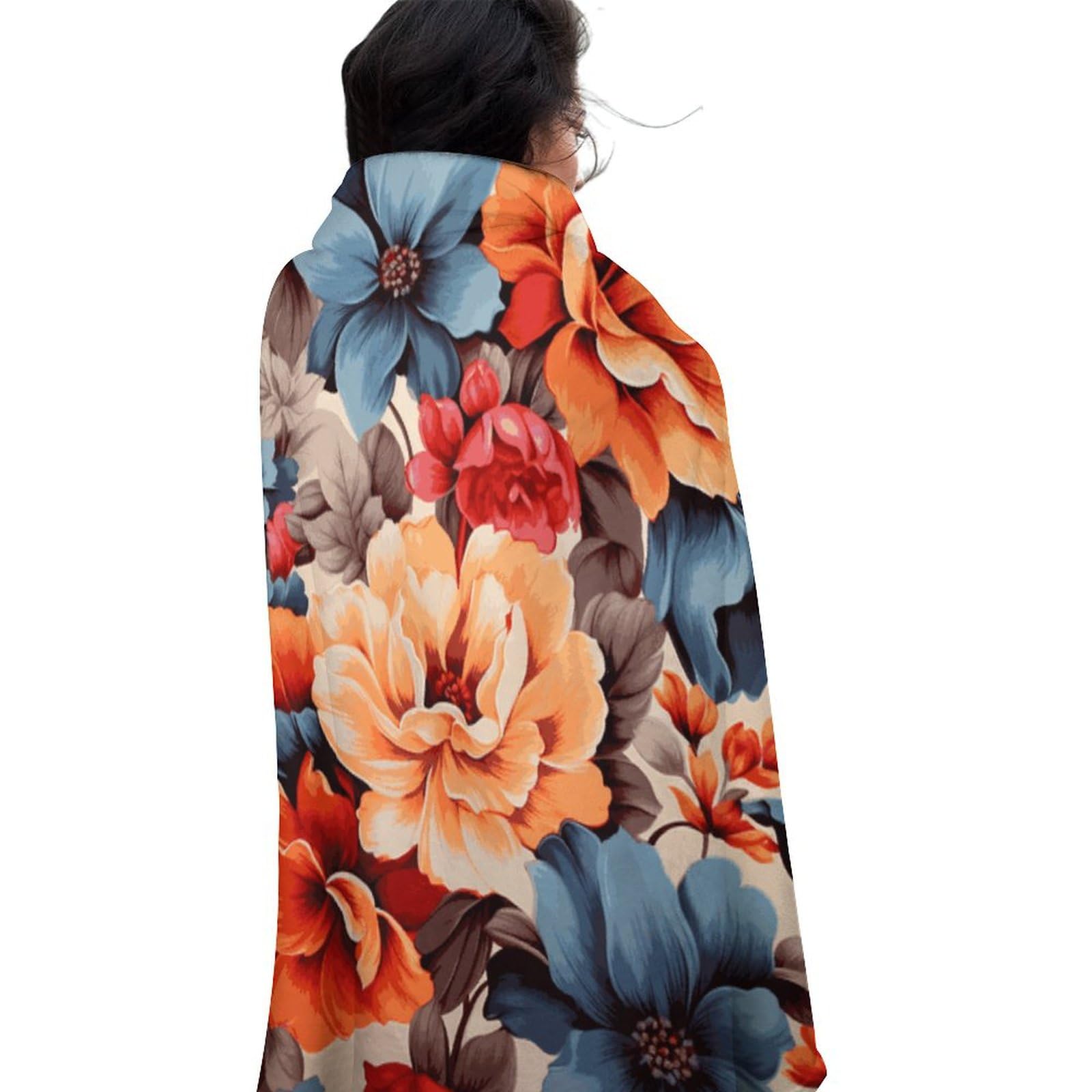 Couverture ronde à imprimé floral 150 cm voyage camping plage