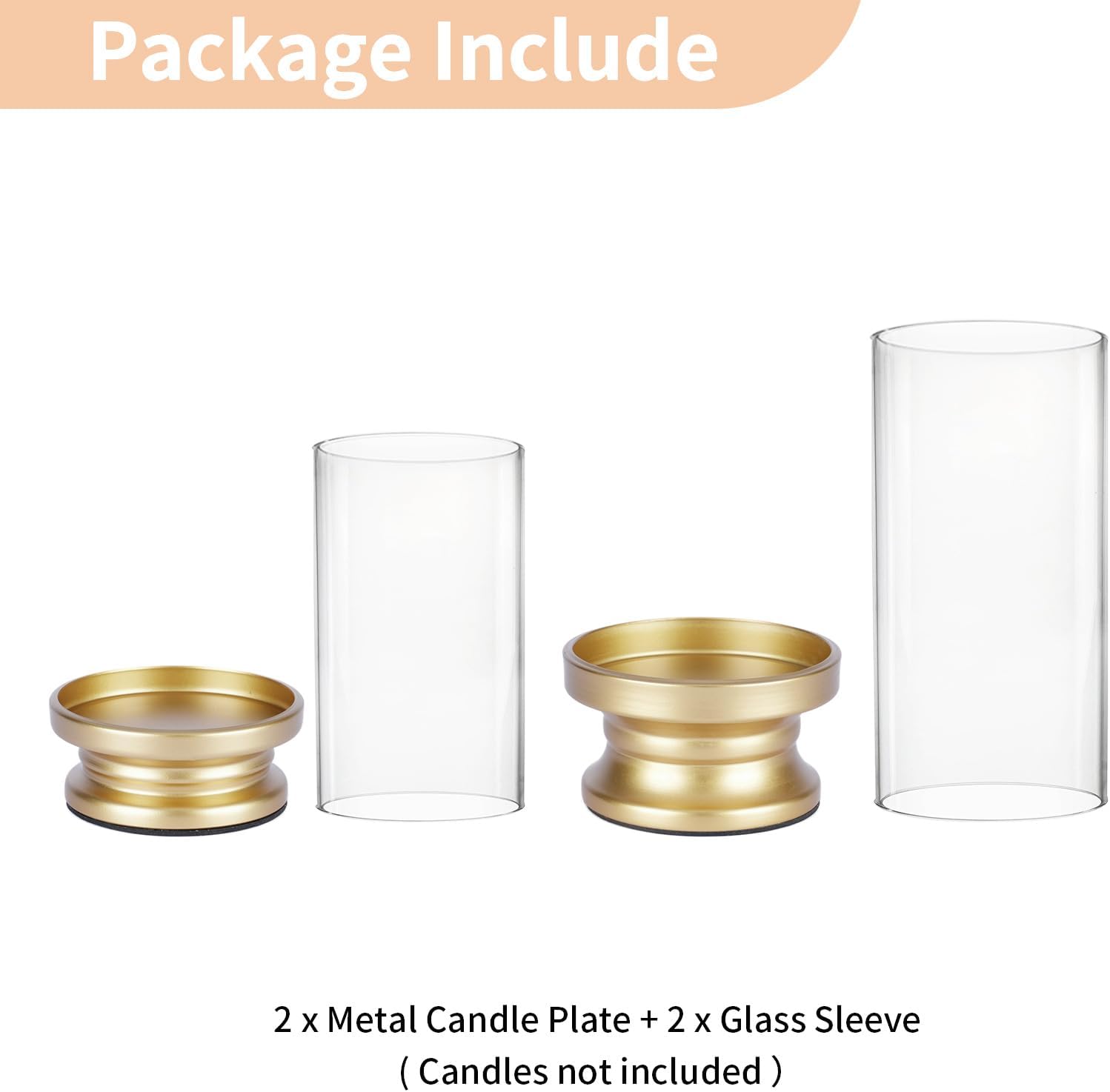 NUPTIO Hurricane Candle Holder Gold: Set of 2 Pillar Candle Holders with Clear Glass Sleeve - Decorative Brass Metal Pillars Stands for Valentine's Day Shelf Fireplace Mantel Table Centerpiece - Image 6