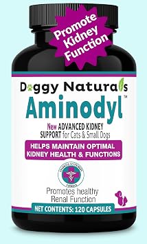 AminodylTM Kidney Support Supplement 400mg for Cats & Small Dogs - Supports Natural Kidney Function with Amino Vastly Promotes Health, Wellbeing & Vitality of Kidneys - 120 Sprinkle Capsules. U.S.A