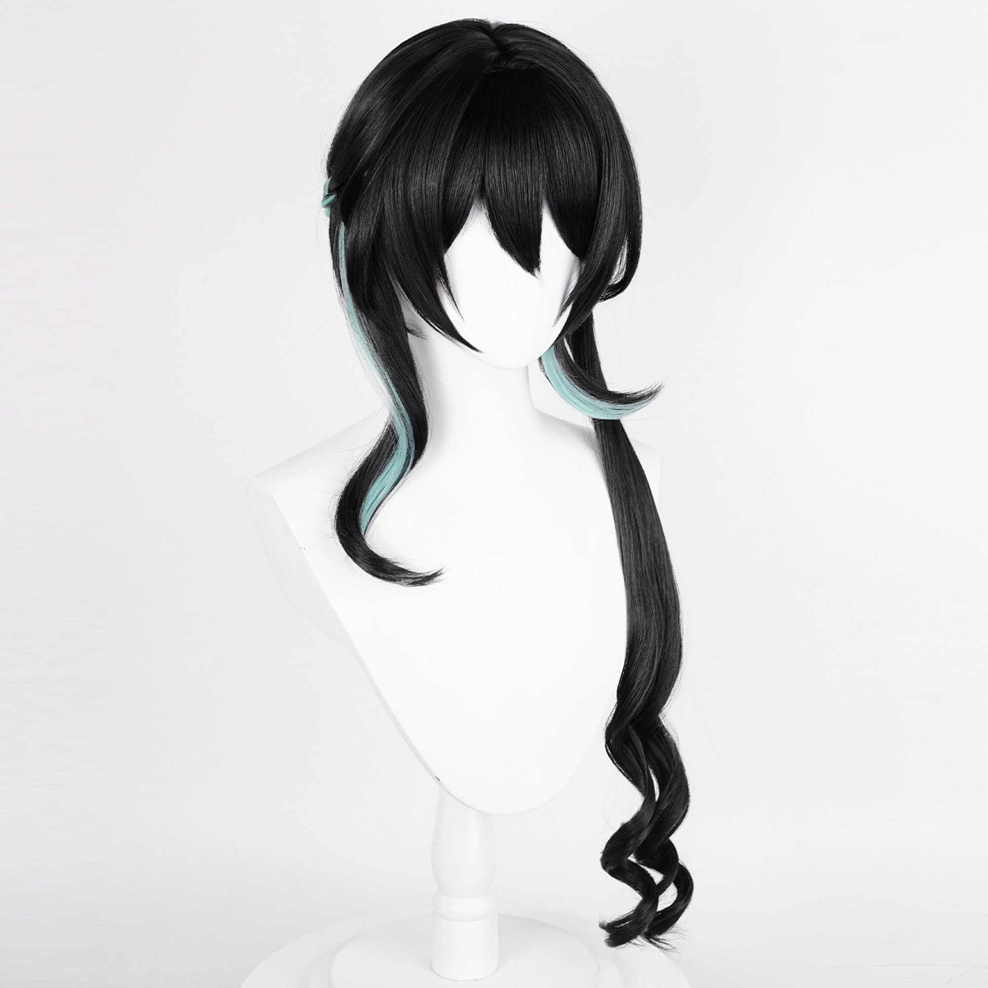 Black Mixed Green Tiger Clip Ponytail Long Curly Chinese Style Cosplay Wig for Women Halloween Comic Con Cos Anime Replacement Wigs - Image 3