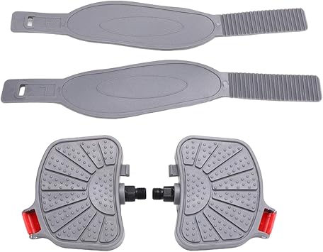 kowaku 1 Pair Exercise Bike Pedals 1/2 or 9/16 Replacement with Adjustable Straps for Adults Workout Home Gym Stationary Bike