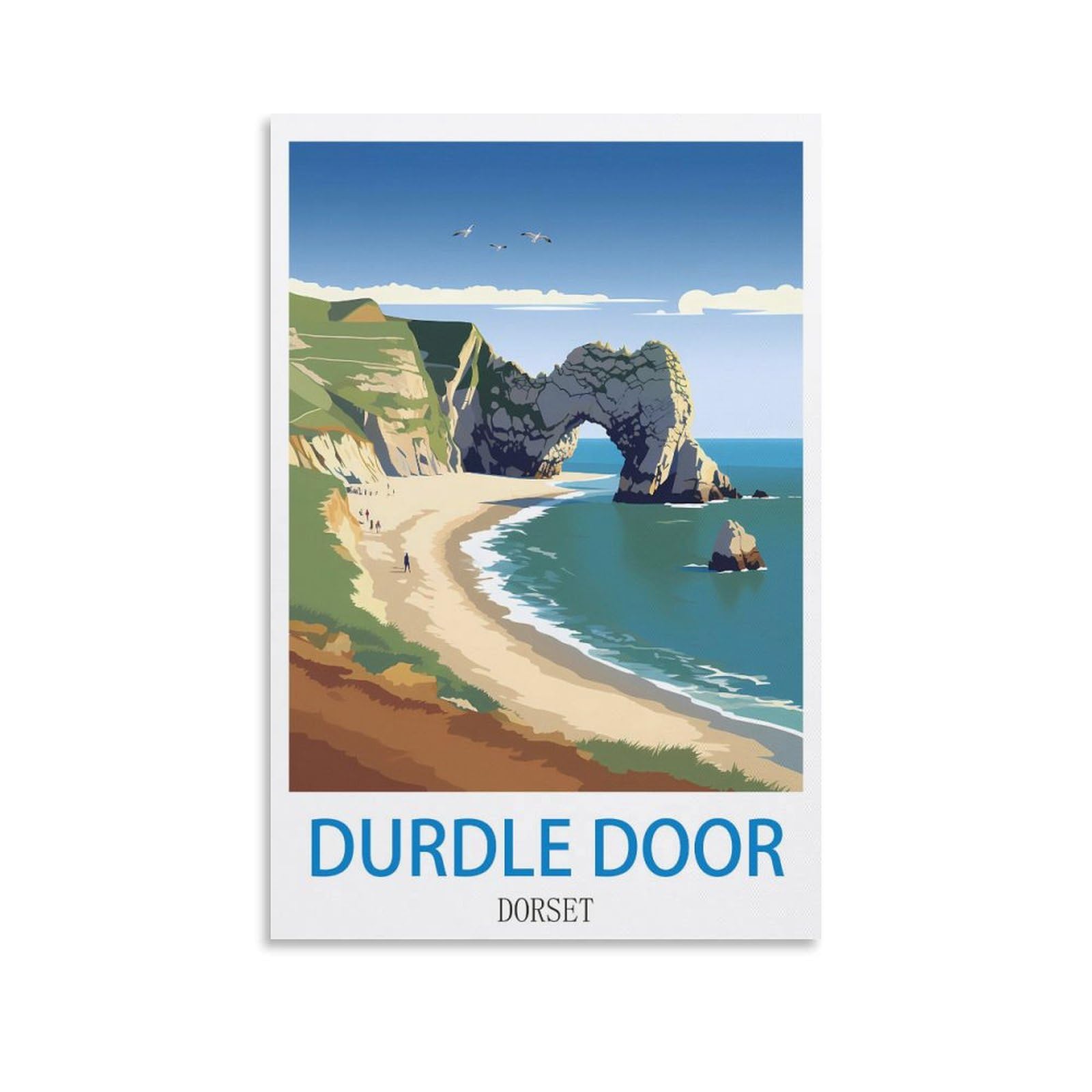 Lnmnjesg Unframe-Style Durdle Door Dorset Vintage Travel Posters 08X12inch(20X30cm) Canvas Painting Wall Art, Wall Decor Pictures Prints For Living Room Bedroom