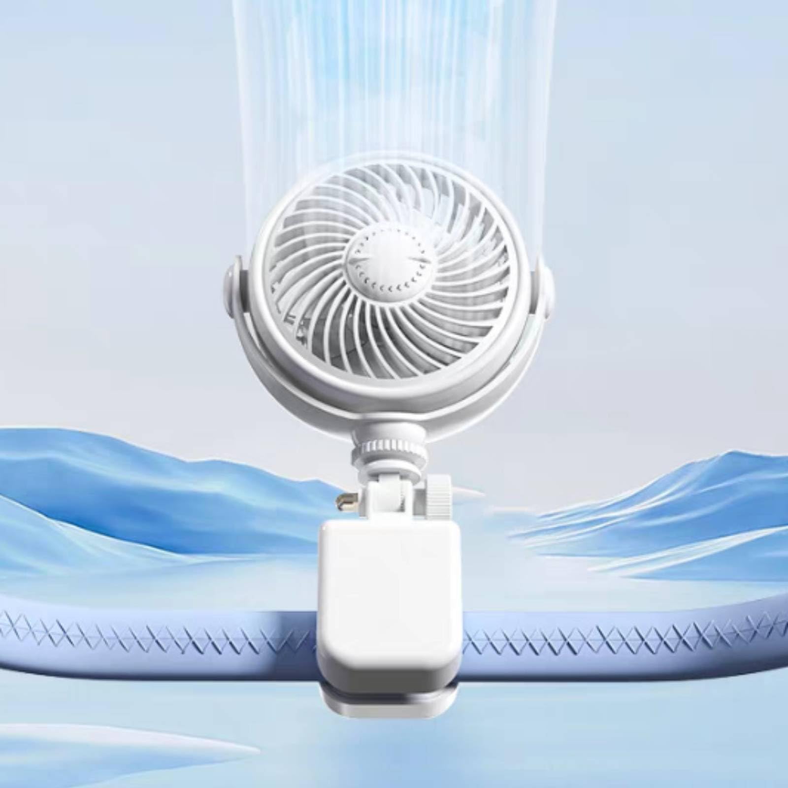 KESOTO Ventilador para Cochecito Bebé Ventilador de Carrito Ventilador de Pinza Ventilador Portátil con Dirección Precisa del Viento Rotación 720 Grados, Azul