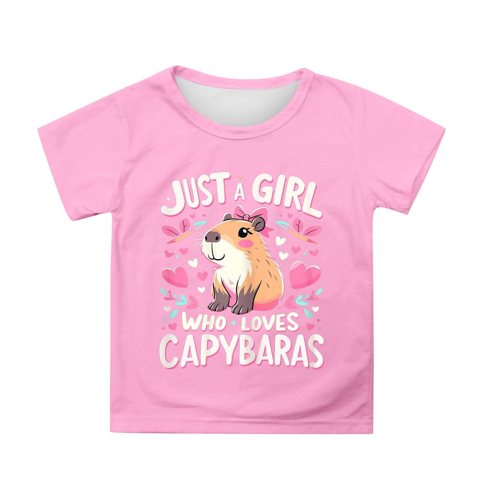Generico Maglietta Casual a Maniche Corte con Grafica di Capibara per Ragazze, Morbida e Comoda, vestibilità Ampia per Il Gioco Quotidiano e Abbigliamento Elegante Bambini con Scollo Rotondo.