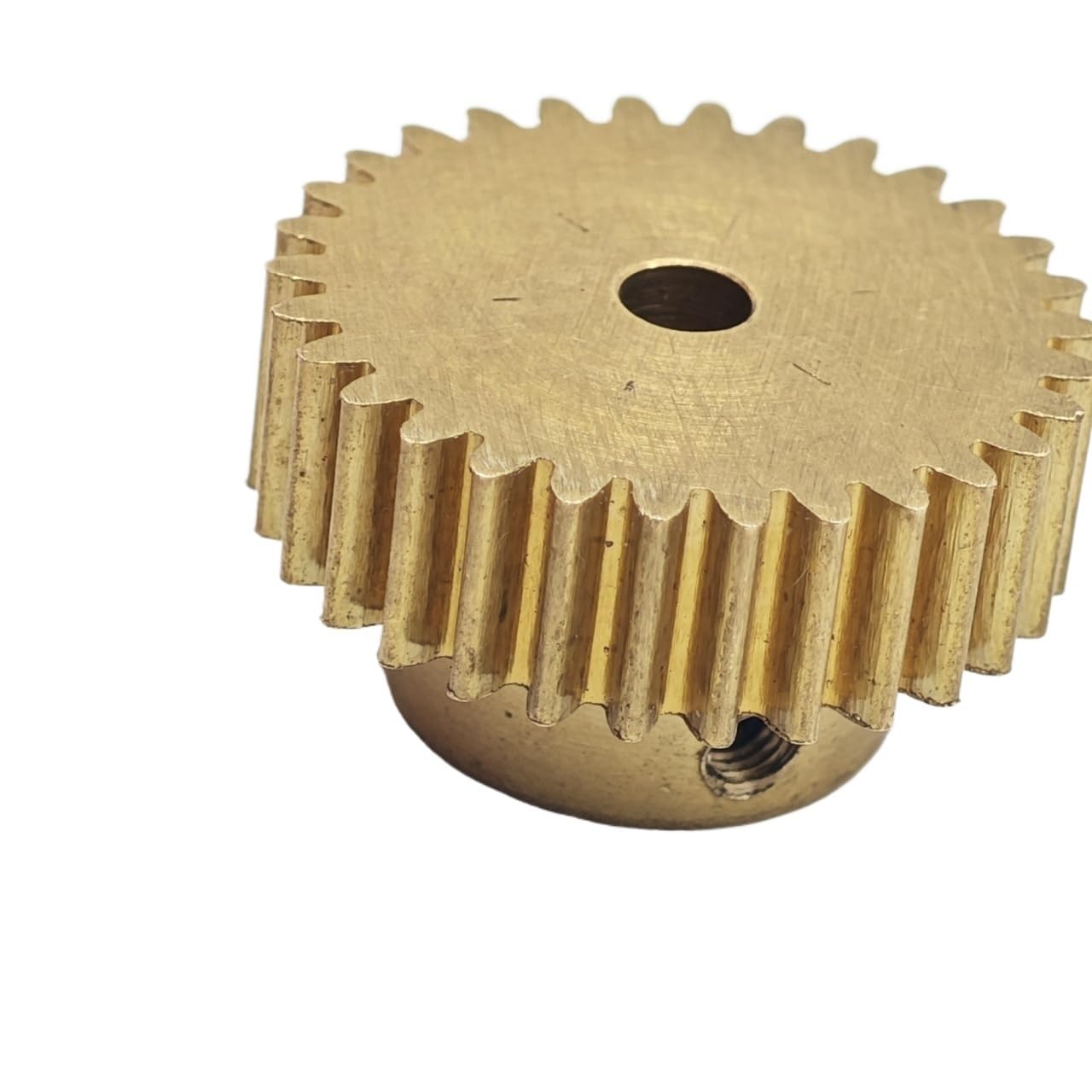 0.6M 82T Straight Teeth Pinion Copper Spur Gear with Step 0.6 Module 82 Teeth Cylindrical Drive Gear Mechanical(10mm bore)